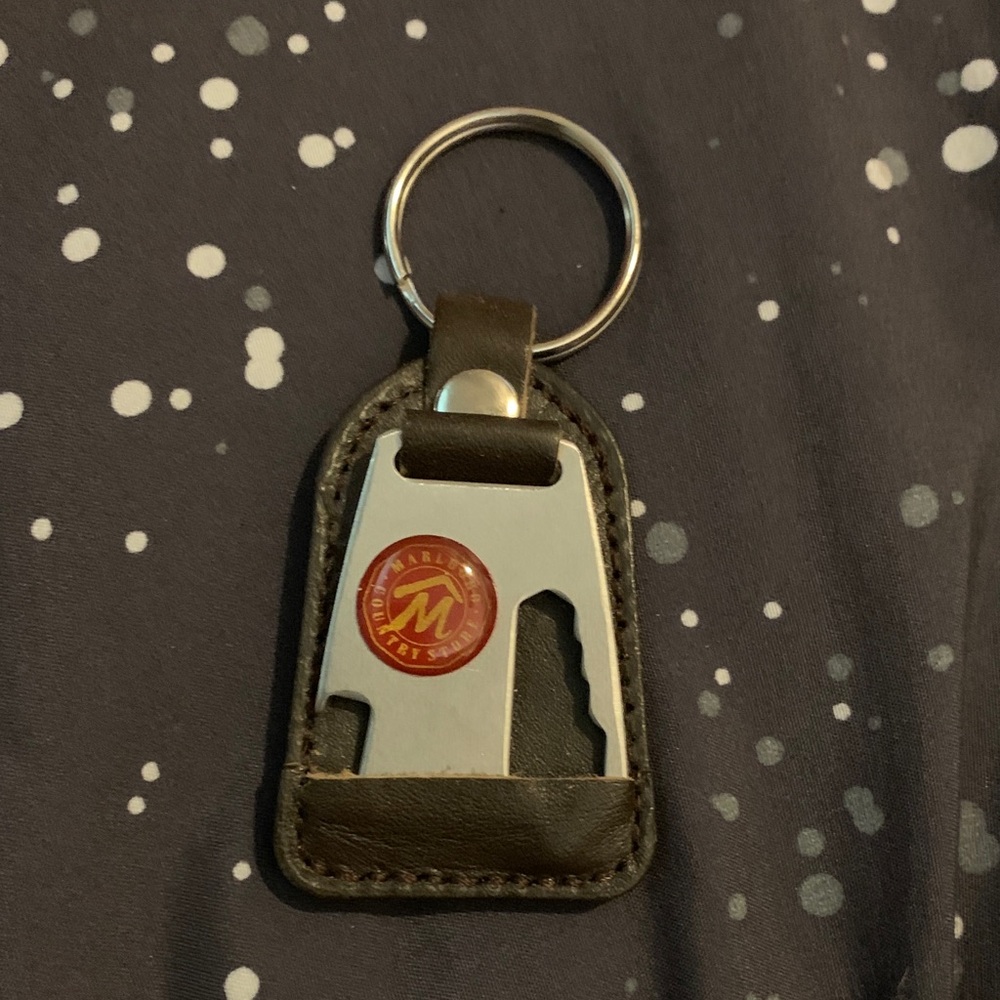 Brown and Silver Keychain Marlboro country store